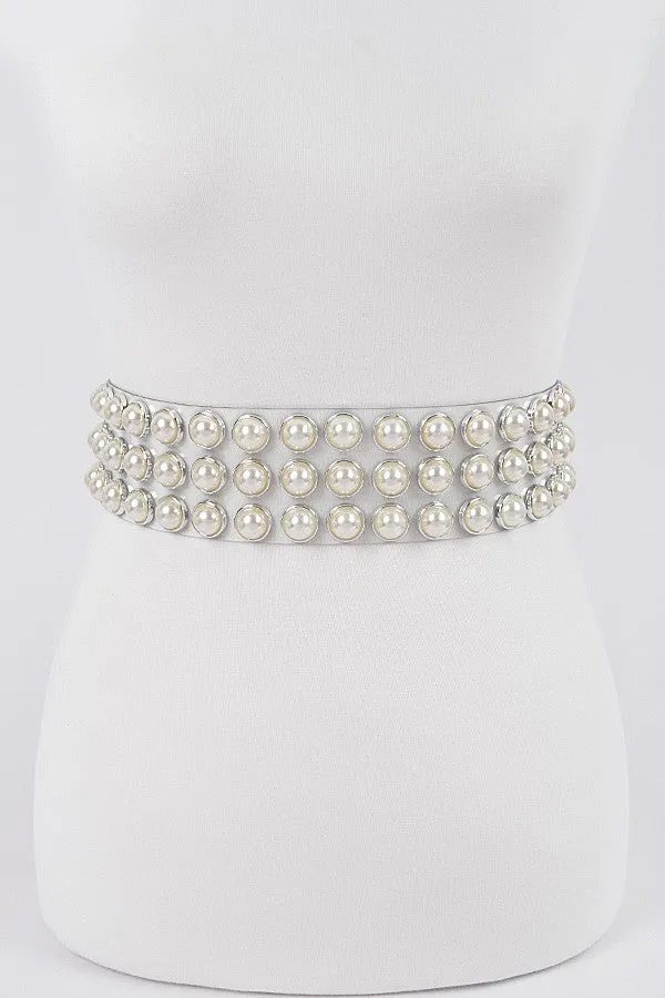 Pearl Studded Plus Size Clear Waist Beltc