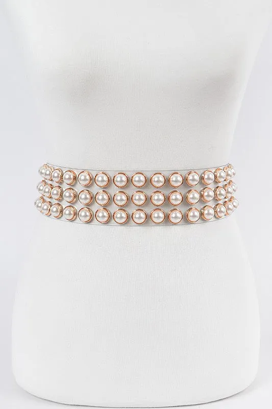Pearl Studded Plus Size Clear Waist Beltc