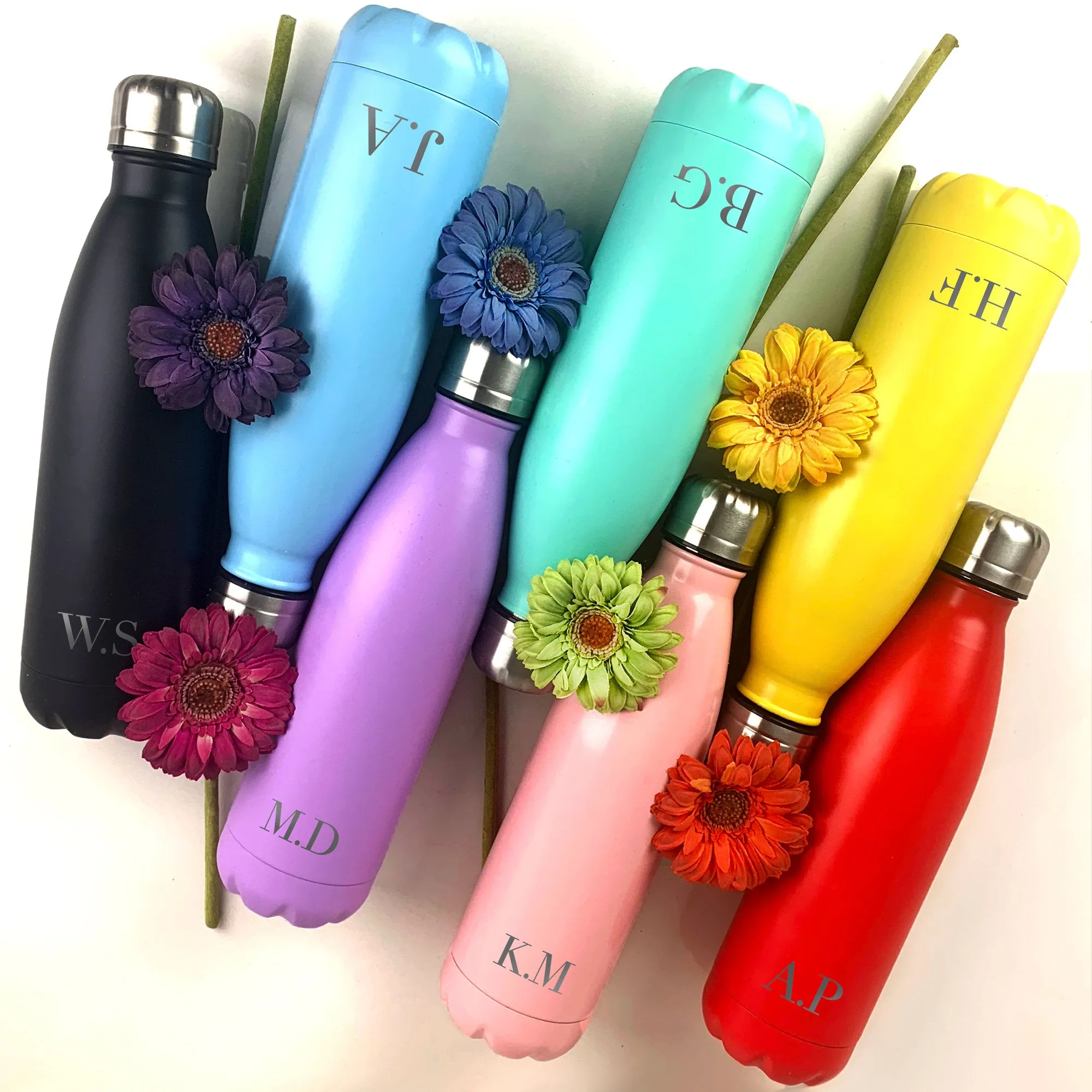 Personalised Initials Insulated 500ml Metal Water Bottle