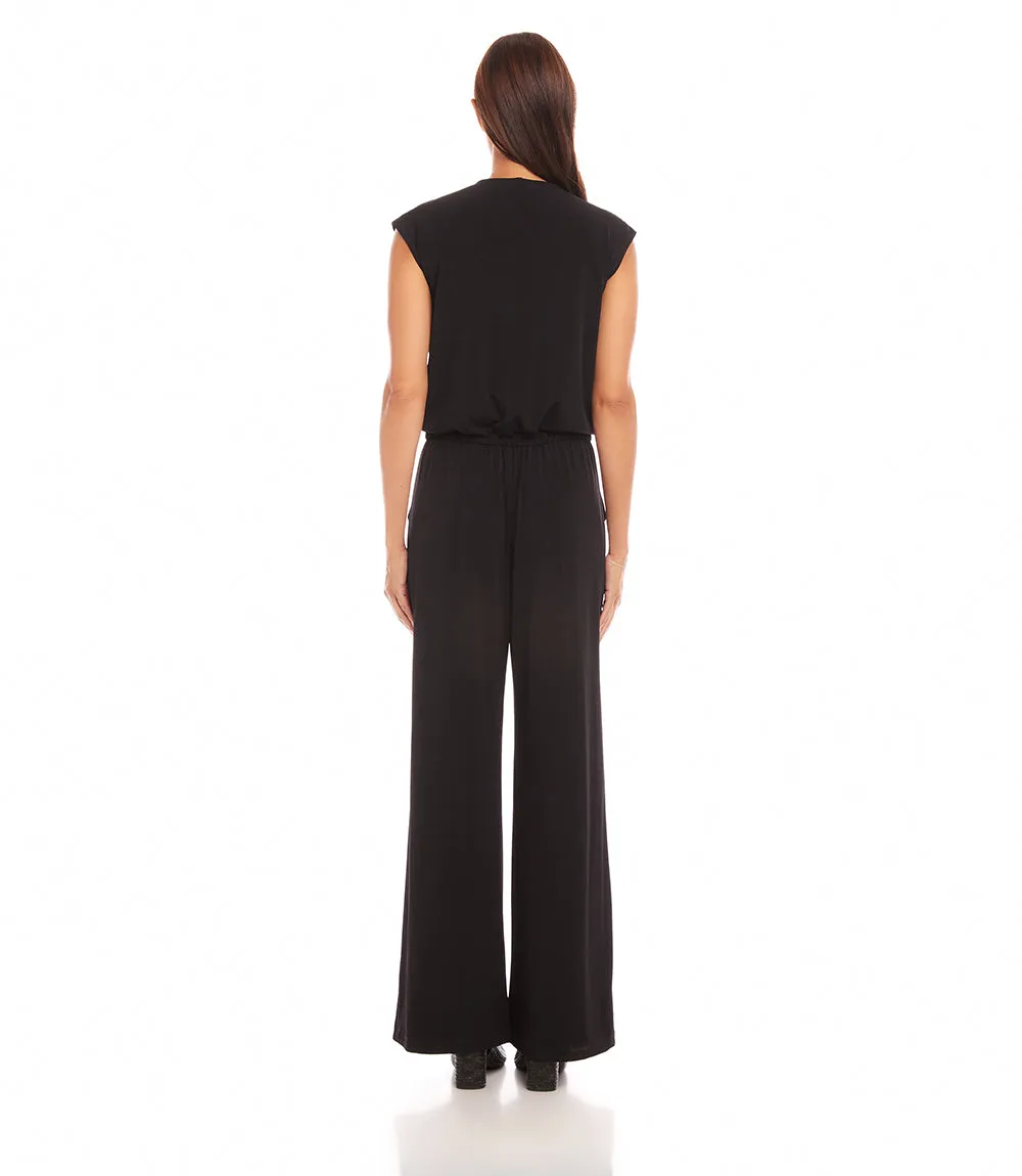 Petite Size Sleeveless Travel Jersey Jumpsuit