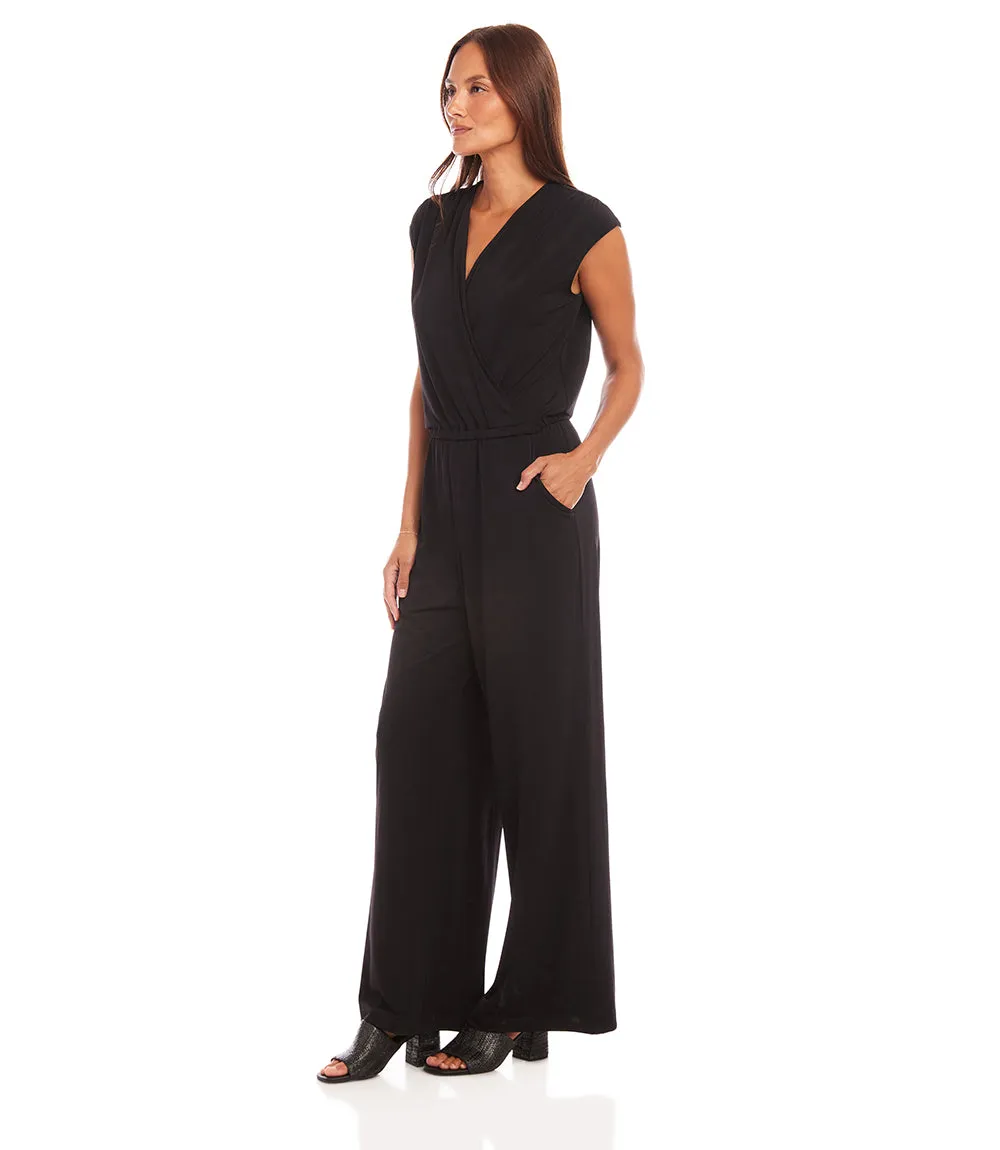 Petite Size Sleeveless Travel Jersey Jumpsuit