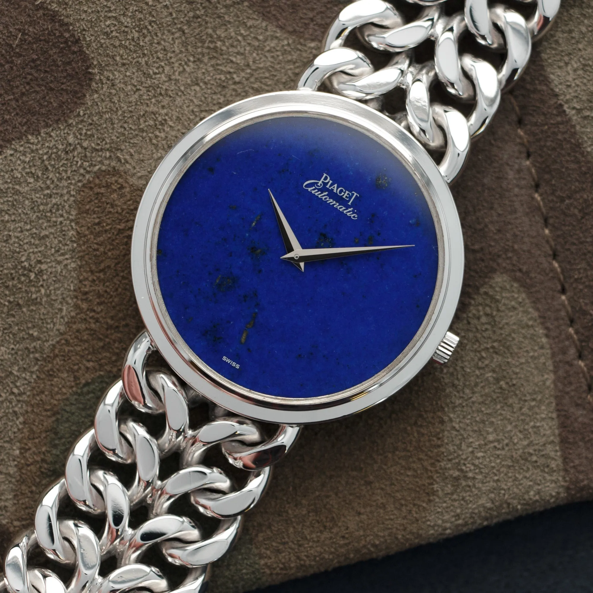 Piaget White Gold Lapis Link Bracelet Watch
