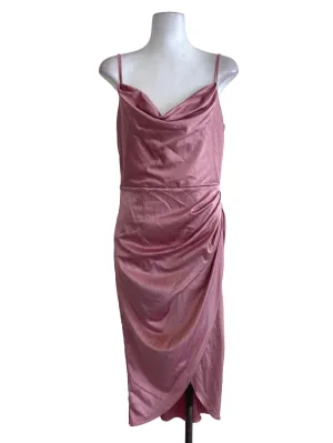 Pink Satin Wrap Dress