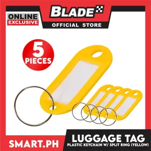 Plastic Keychain Luggage Tag Name Holder (Yellow) with Split Ring