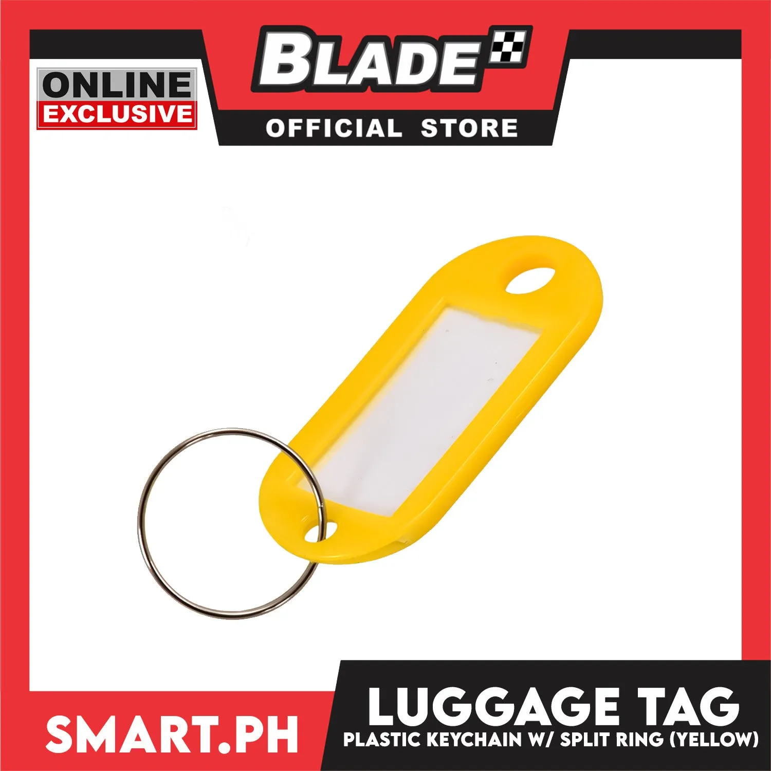 Plastic Keychain Luggage Tag Name Holder (Yellow) with Split Ring