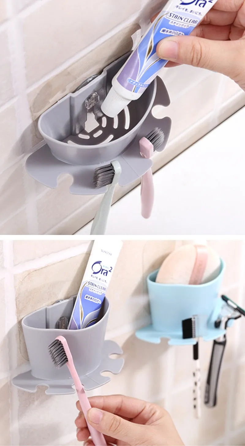 Plastic Toothbrush Toothpaste Holder Storage Rack