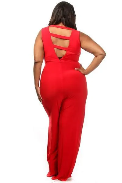 Plus Size Studded Wide Leg Jumpsuit