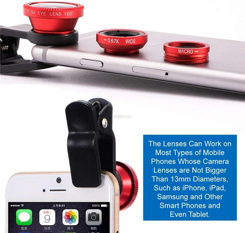 Portable 3-in-1 Fisheye Camera Lens for Smartphone