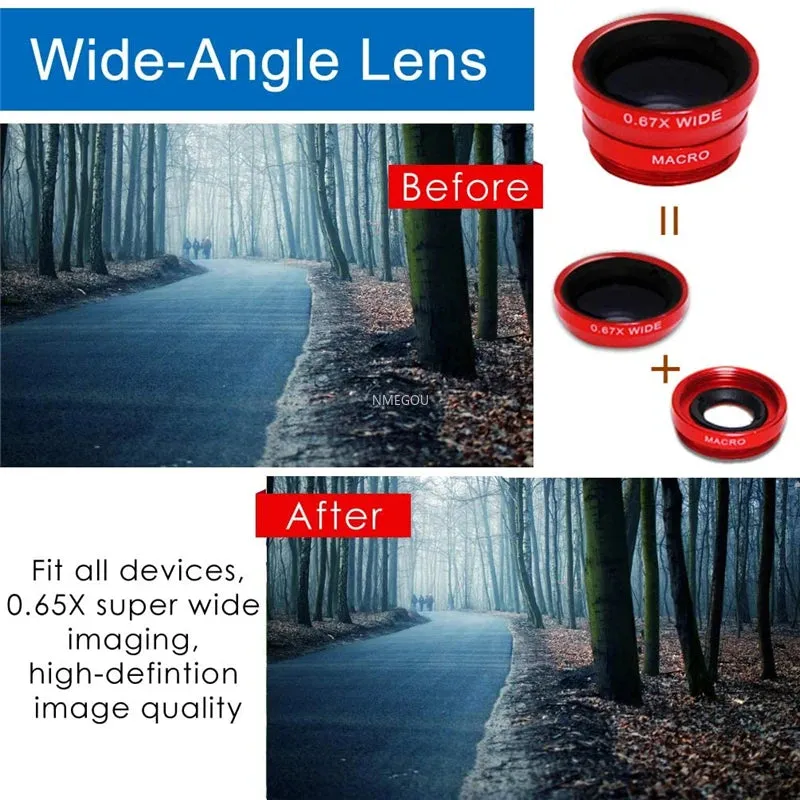 Portable 3-in-1 Fisheye Camera Lens for Smartphone