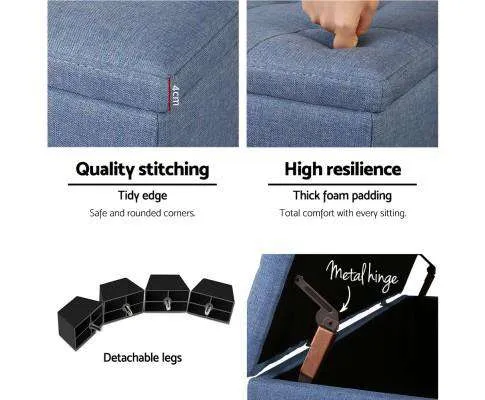 Premium Storage Ottoman - Blue