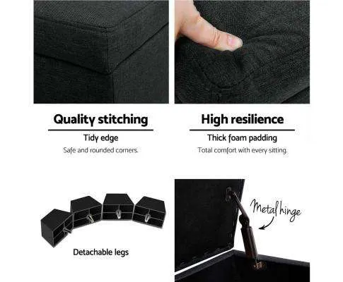 Premium Storage Ottoman - Charcoal