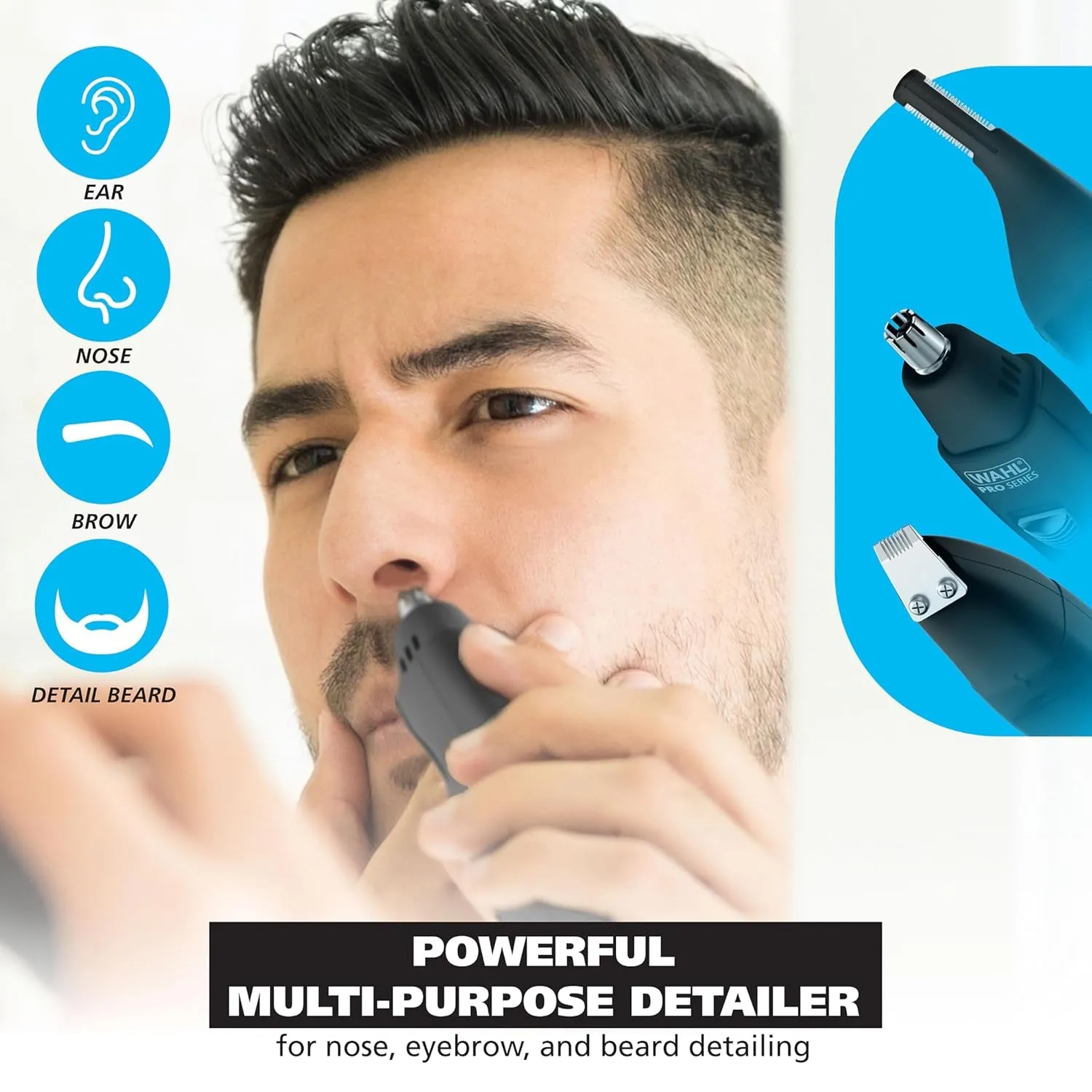 Pro Series® Rechargeable Eyebrow, Ear & Nose Hair Trimmer for Men – Painless Dualtech® Eyebrow Trimmer & Facial Hair Removal Device – Model 3025656