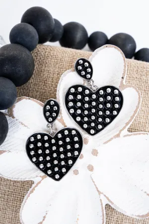 Ramblewood Studded Heart Silvertone Earrings