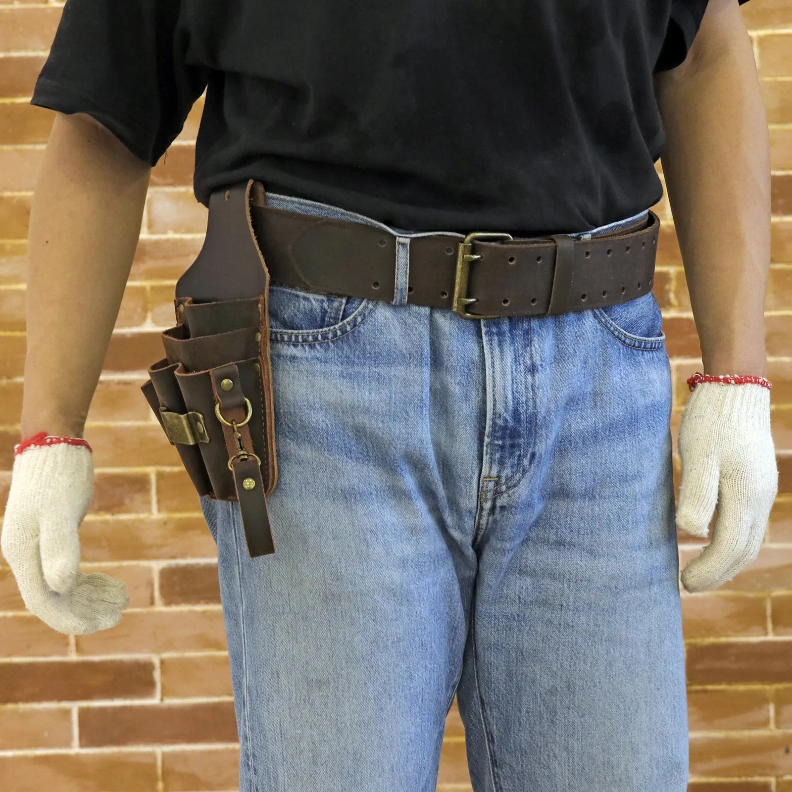 Reinforced Tourbon Leather Multiple Pockets Unique Belt Tool Organizer