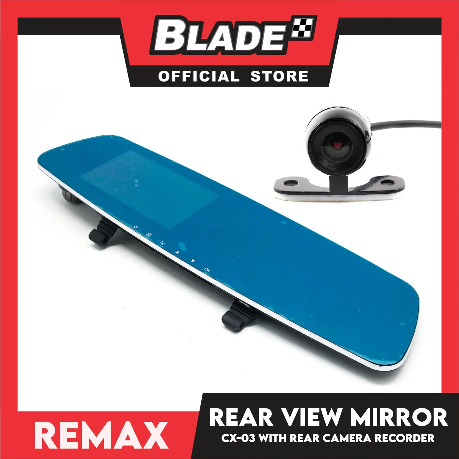 Remax Car Recorder Rear Camera Full HD 1080P CX-03 Rear View Mirror Vehicle Travelling Data Recorder, Dual Cameras Loop Record