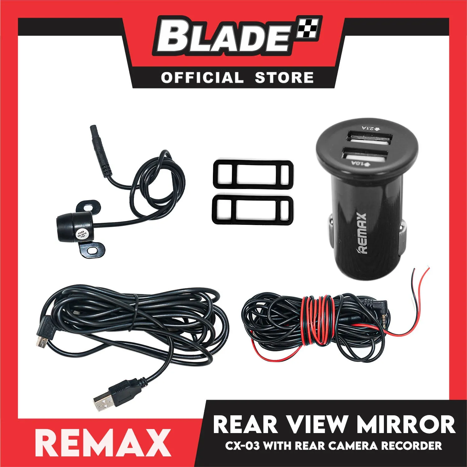 Remax Car Recorder Rear Camera Full HD 1080P CX-03 Rear View Mirror Vehicle Travelling Data Recorder, Dual Cameras Loop Record