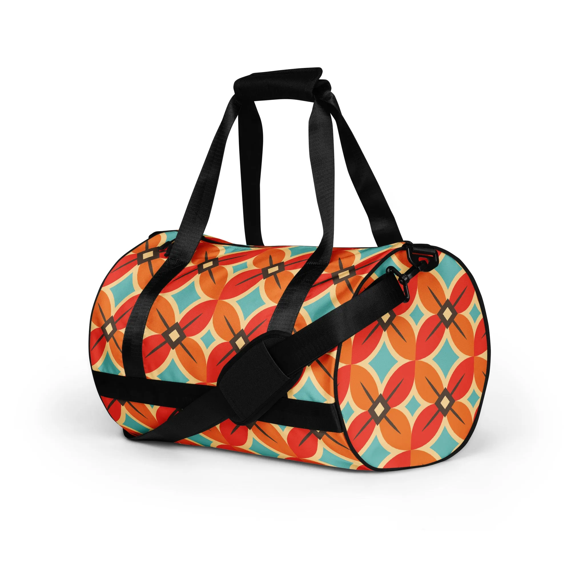 Retro Flower Pattern - Sustainably Made Gym Bag