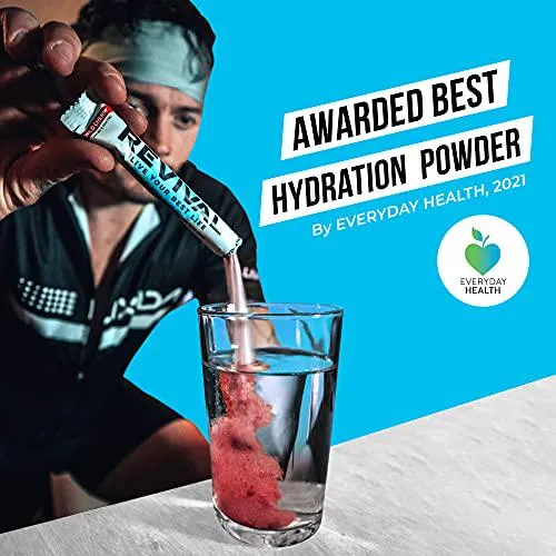 Revival Electrolytes Powder Packets - Hydration Supplement Drink Mix - Sport, Wellness, Travel - Watermelon 6 Pack