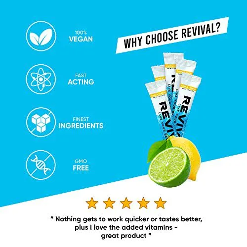 Revival Electrolytes Powder Packets - Hydration Supplement Drink Mix - Sport, Wellness, Travel - Watermelon 6 Pack