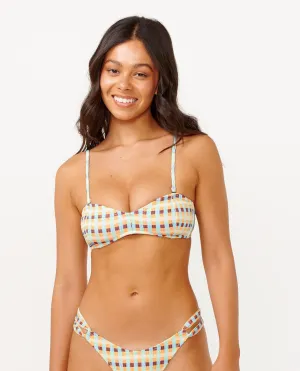 RIP CURL LOTTIE CHECK BANDEAU - BLUE/TANGERINE