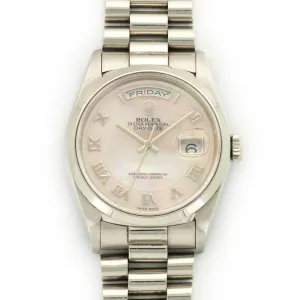 Rolex Platinum Day-Date Mother of Pearl Watch Ref. 18206