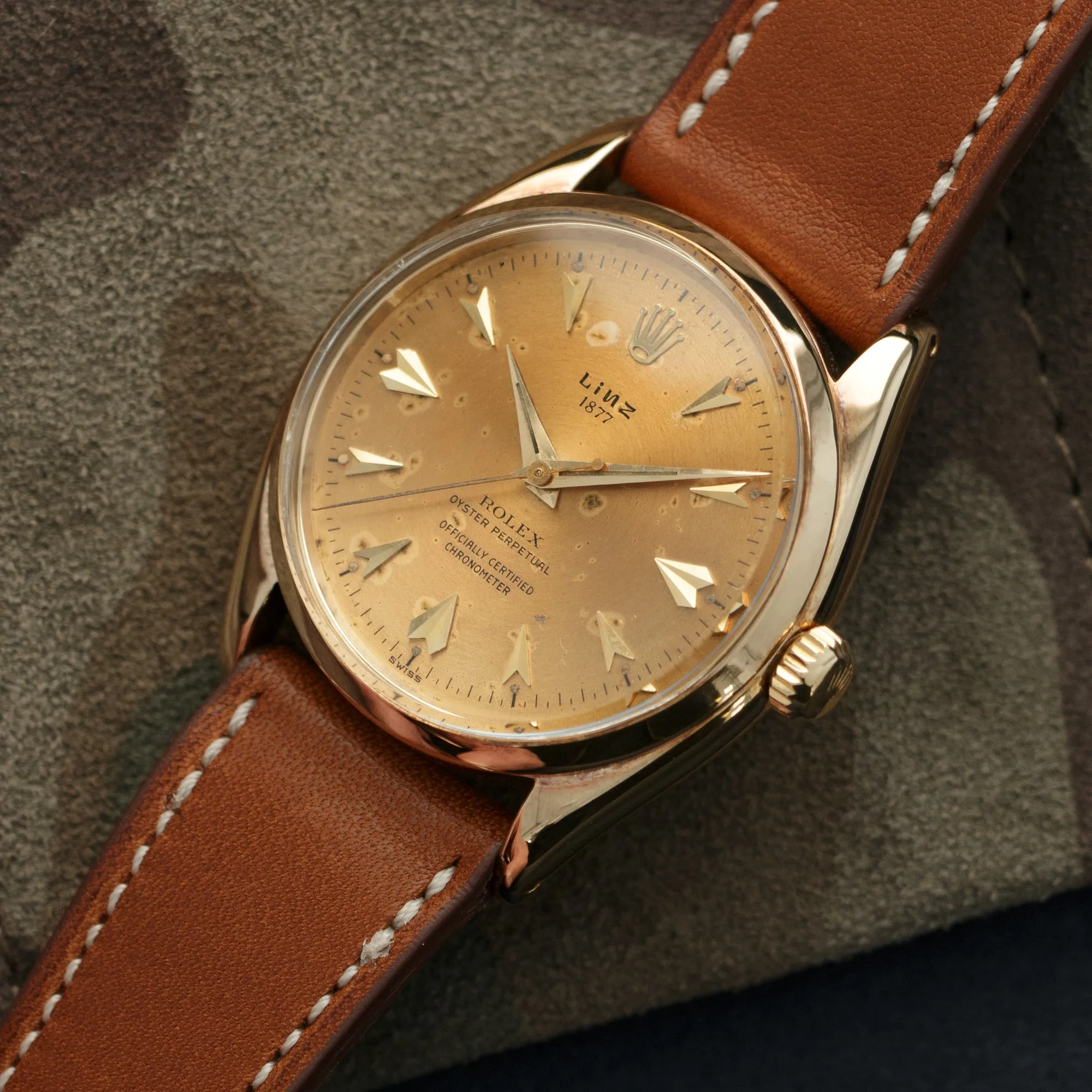 Rolex Yellow Gold Oyster Perpetual Watch, Ref. 6465 Retailed by Linz