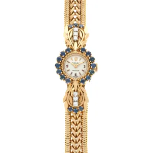 Rolex Yellow Gold Sapphire Diamond Watch, 1960s