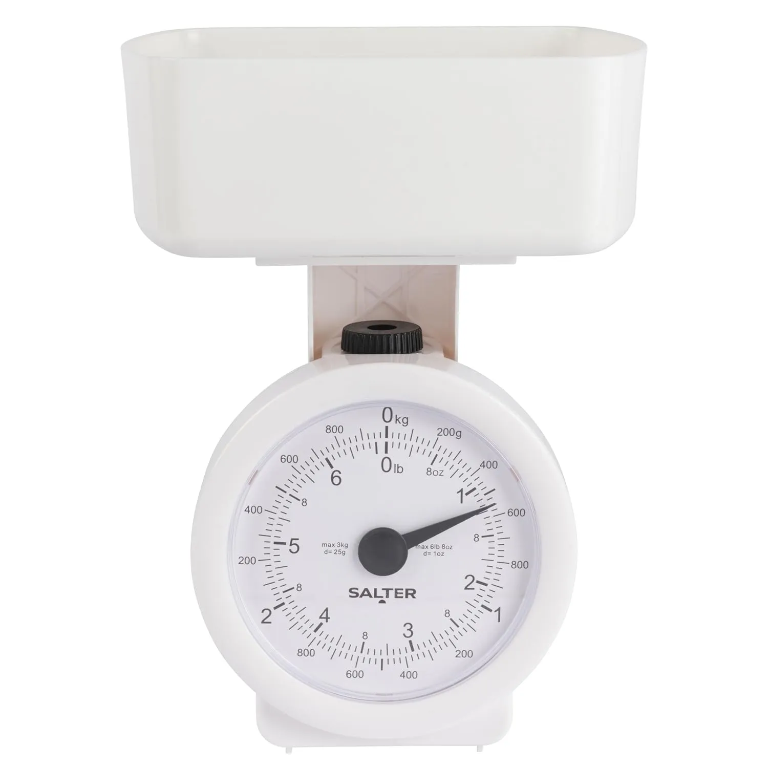 Salter Mechanical Kitchen Scale, 3kg Capacity, condition new, open, scruffy box