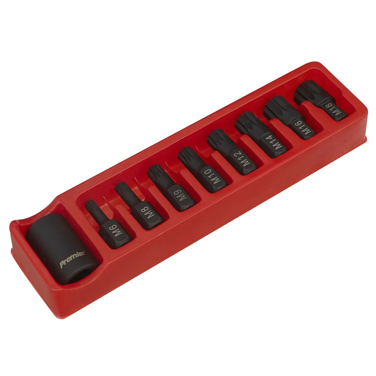 Sealey 9 Piece 1/2" Drive Spline Impact Socket Set M6-M18 1/2