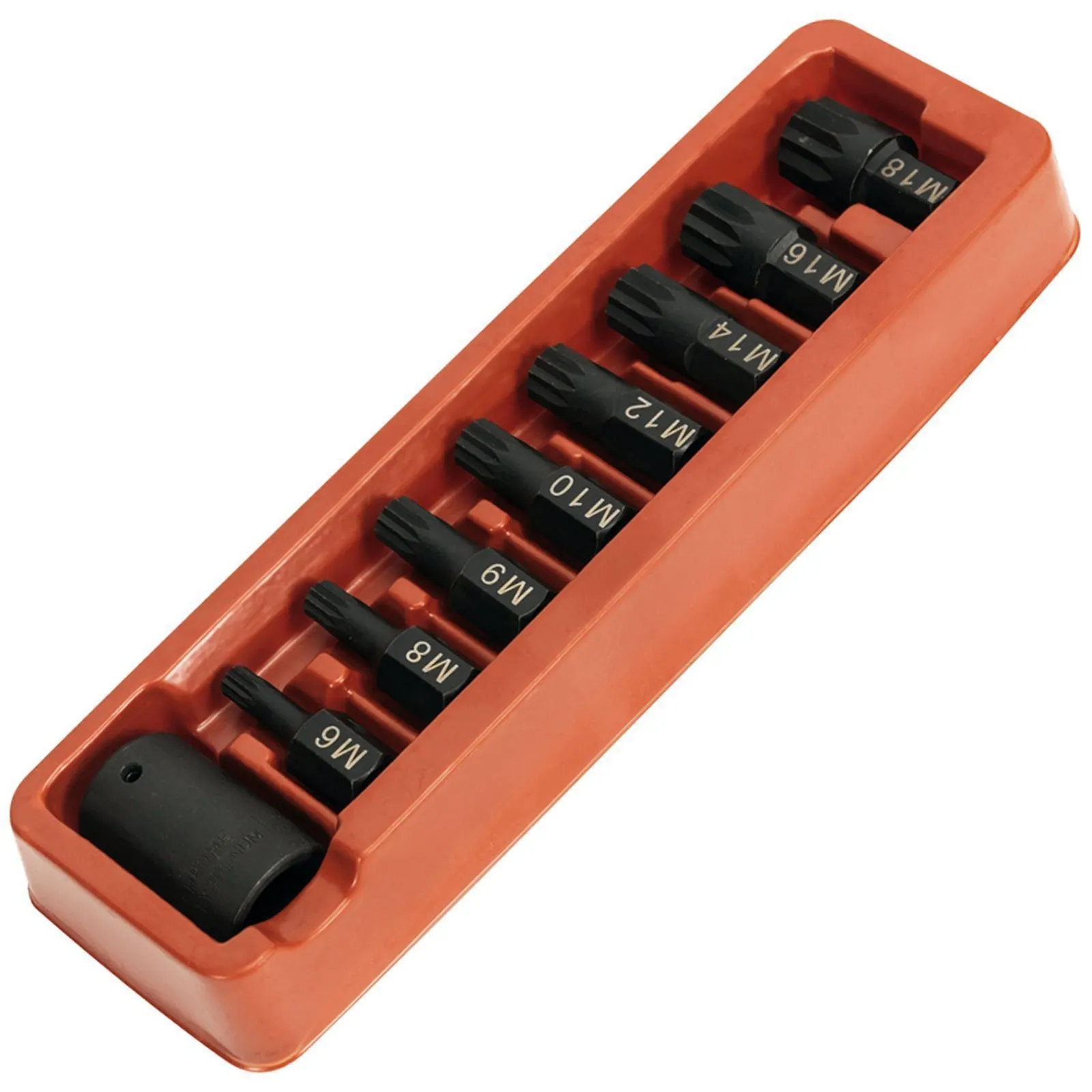Sealey 9 Piece 1/2" Drive Spline Impact Socket Set M6-M18 1/2
