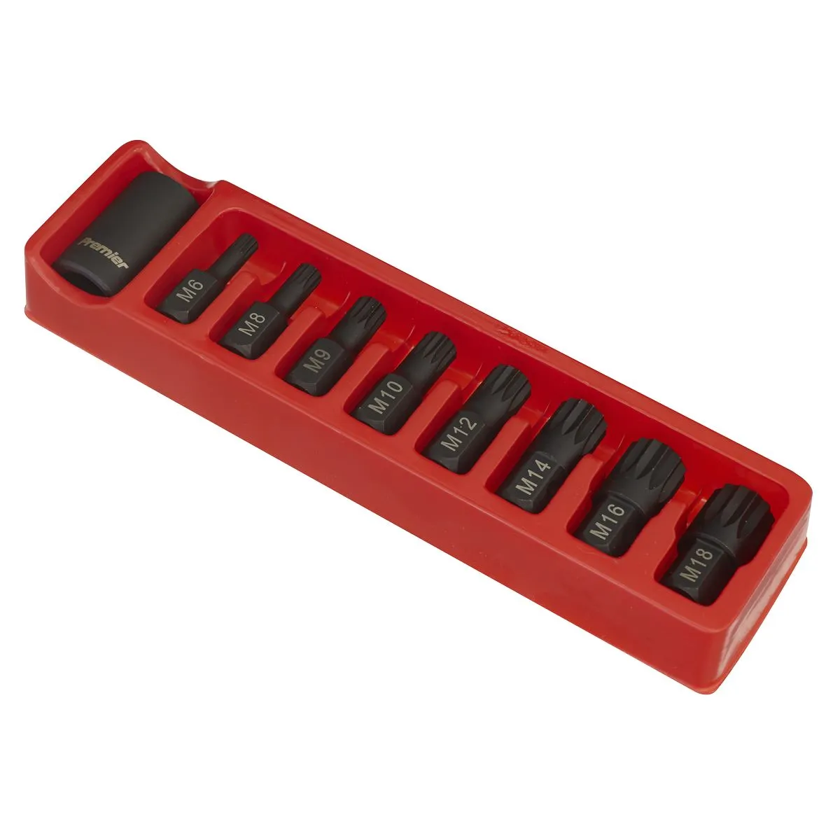 Sealey 9 Piece 1/2" Drive Spline Impact Socket Set M6-M18 1/2