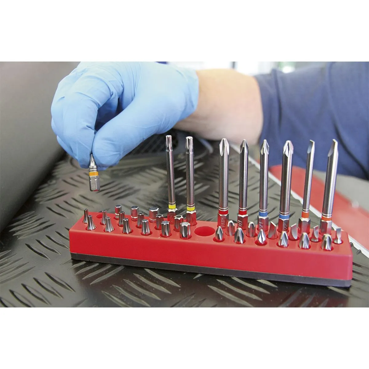 Sealey Magnetic Bit Holder 36 Bit Capacity 1/4" Hex Screwdriver Bits Drill Storage Rail