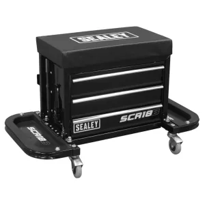 Sealey Mechanic's Utility Seat & Toolbox - Black - A