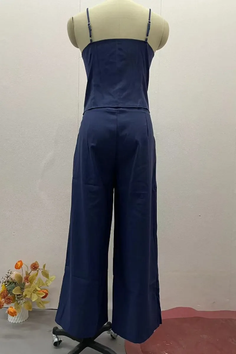 Sexy Strap Design V Neck Sleeveless Two Pieces(4 Colors)
