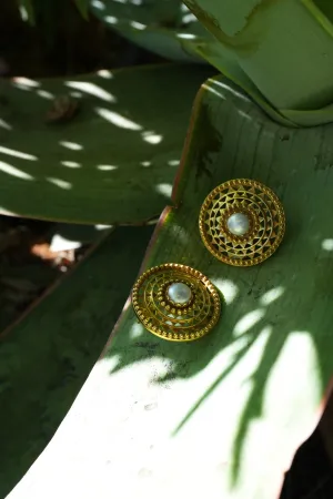 Silver Filigree Earrings with Pearl Inset