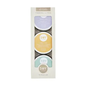 SoyLites Travel Lite Moisturising Candle Gift Pack - Serenity, Peaceful Summer & Balance (3x 55ml)