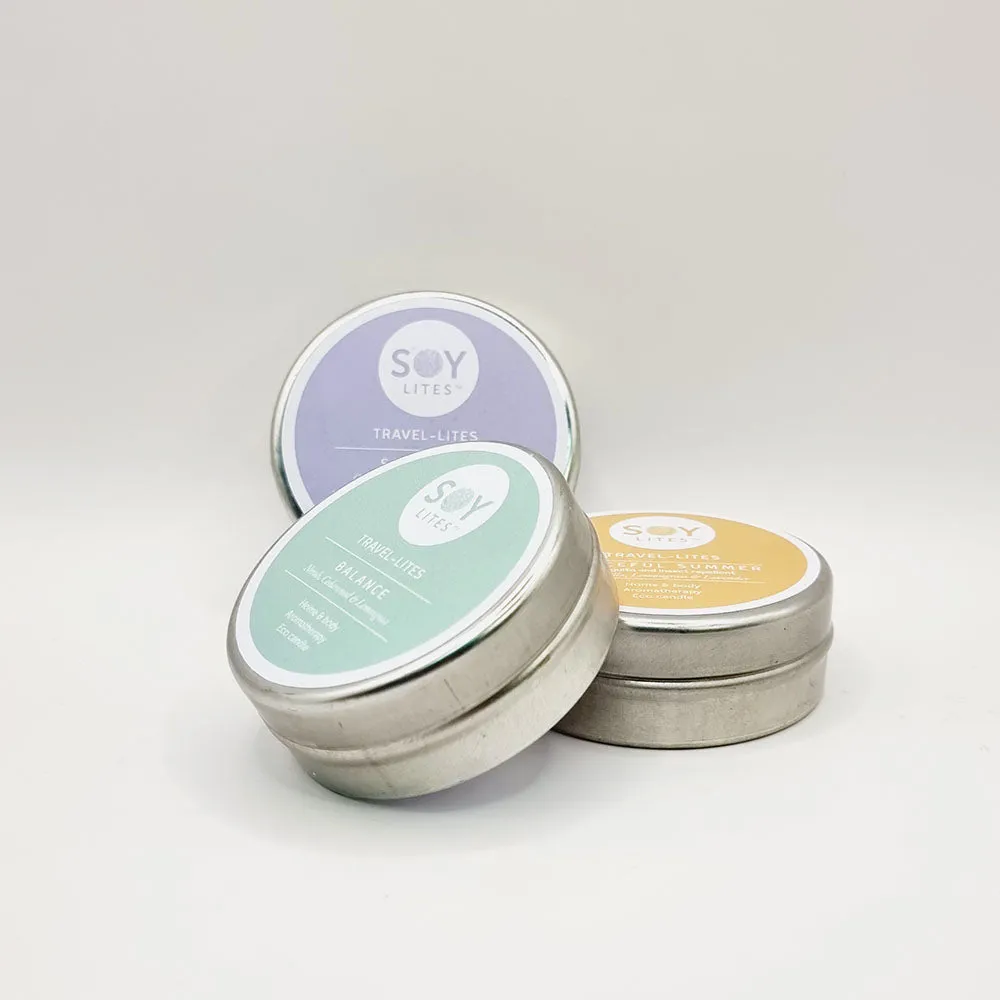 SoyLites Travel Lite Moisturising Candle Gift Pack - Serenity, Peaceful Summer & Balance (3x 55ml)