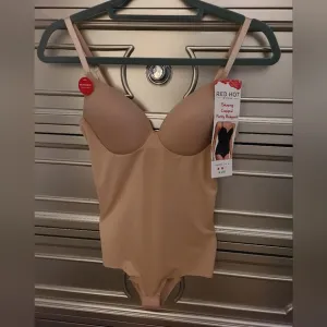 SPANX Red Hot Cupped Panty Bodysuit Shaper - Natural Color - Size S Brand New!