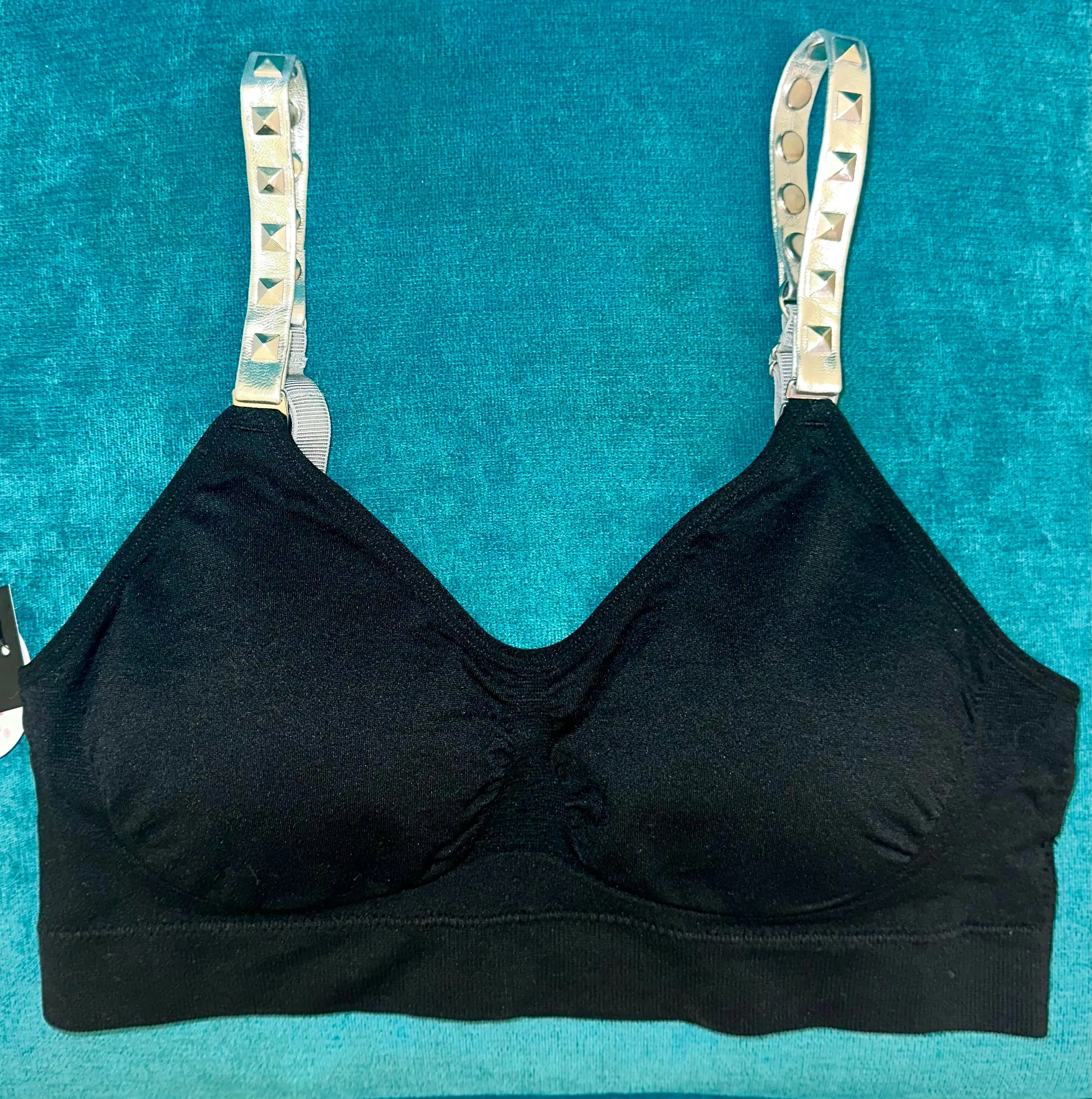 Strap- It Bra - Black with Silver Studded Straps