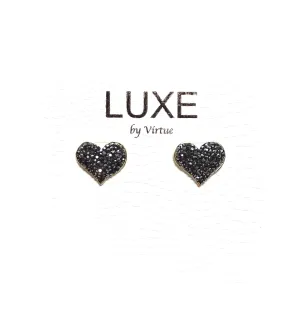 The Juliet Luxe Studded Stone Heart Stud - Gunmetal