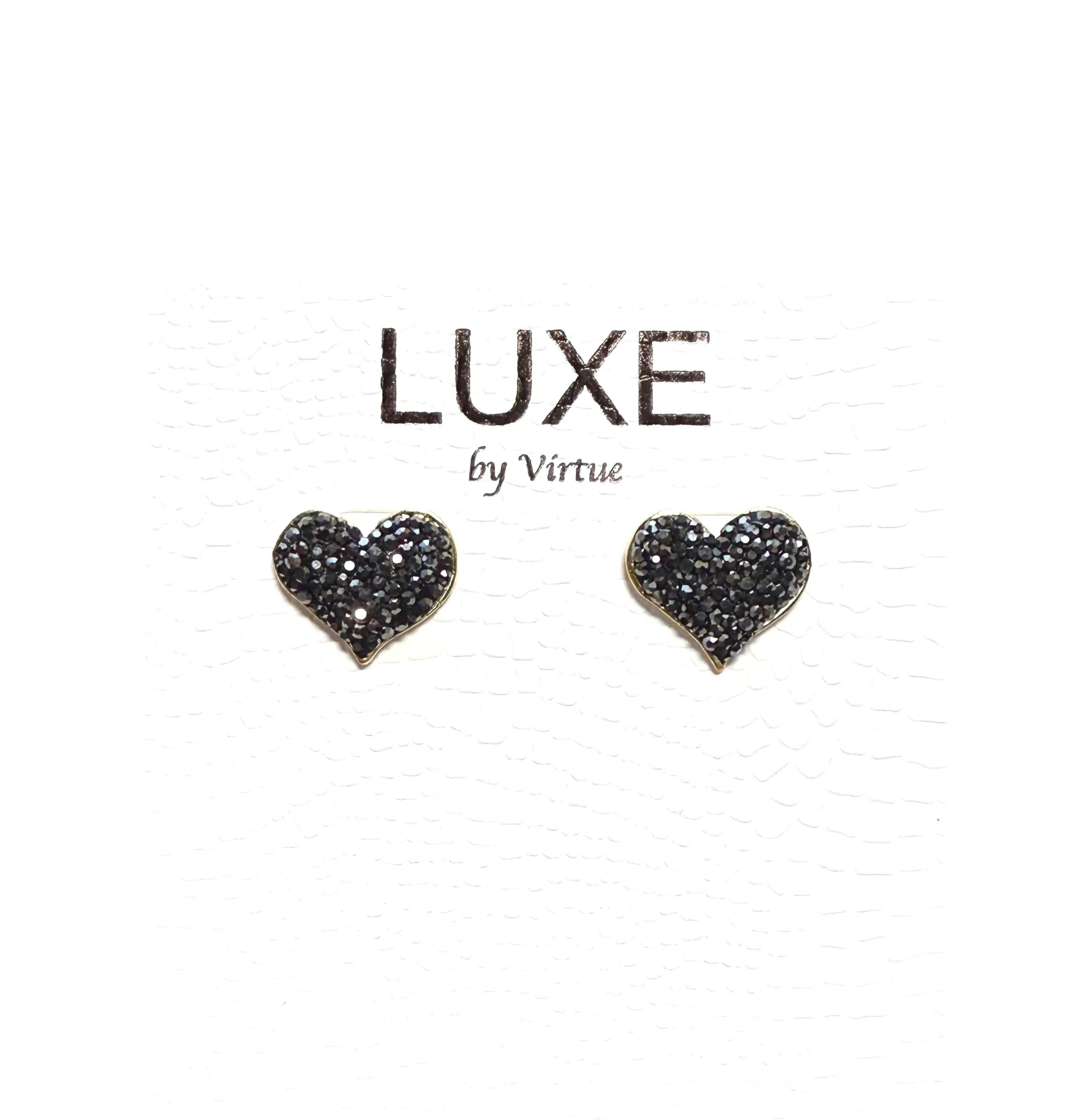 The Juliet Luxe Studded Stone Heart Stud - Gunmetal
