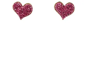 The Juliet Luxe Studded Stone Heart Stud - Hot Pink
