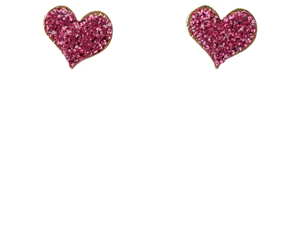 The Juliet Luxe Studded Stone Heart Stud - Hot Pink