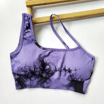 Tie Dye Yoga Set Seamless Padded Yoga Bra High Waist Stretch Gym Shorts Workout Suits Summer Sports Wear Femme Two Pieces Set