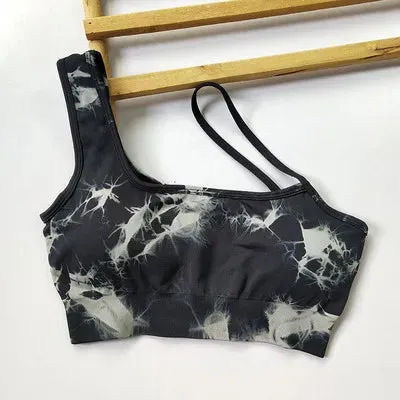 Tie Dye Yoga Set Seamless Padded Yoga Bra High Waist Stretch Gym Shorts Workout Suits Summer Sports Wear Femme Two Pieces Set