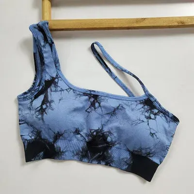Tie Dye Yoga Set Seamless Padded Yoga Bra High Waist Stretch Gym Shorts Workout Suits Summer Sports Wear Femme Two Pieces Set