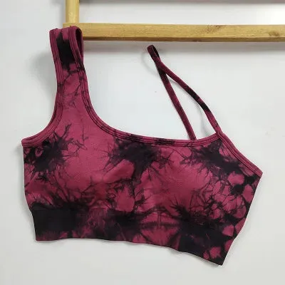 Tie Dye Yoga Set Seamless Padded Yoga Bra High Waist Stretch Gym Shorts Workout Suits Summer Sports Wear Femme Two Pieces Set