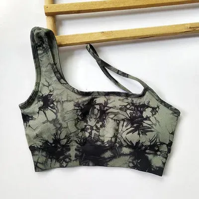 Tie Dye Yoga Set Seamless Padded Yoga Bra High Waist Stretch Gym Shorts Workout Suits Summer Sports Wear Femme Two Pieces Set