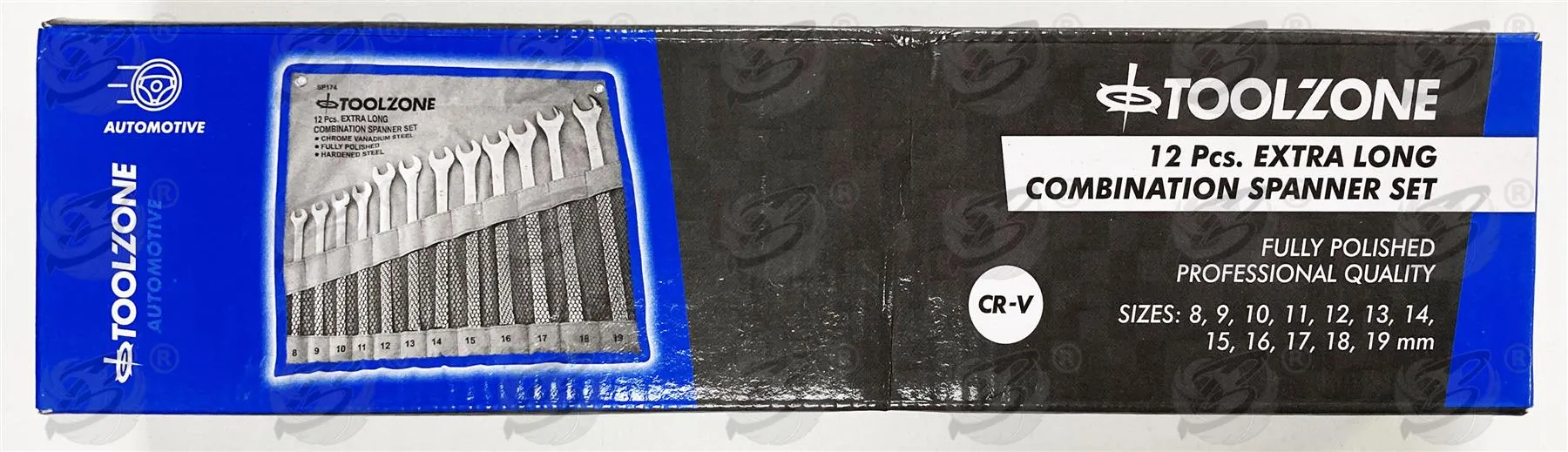 TOOLZONE 12PCS EXTRA LONG COMBINATION SPANNER SET 8MM - 19MM