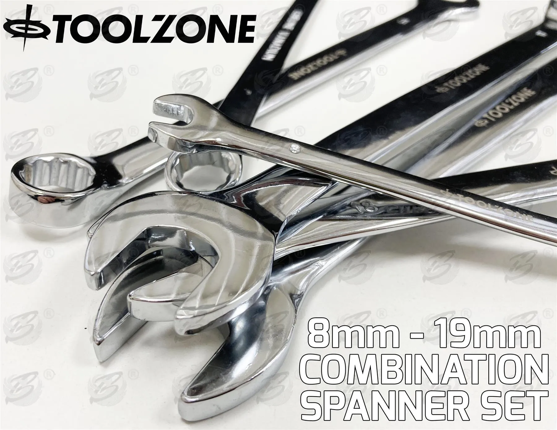 TOOLZONE 12PCS EXTRA LONG COMBINATION SPANNER SET 8MM - 19MM